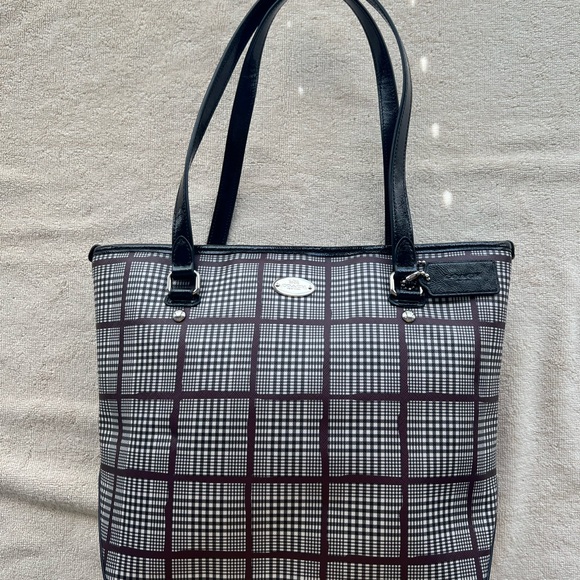 Coach Glen Plaid  Zip Top Tote - J1581-F37057 - Picture 1 of 13